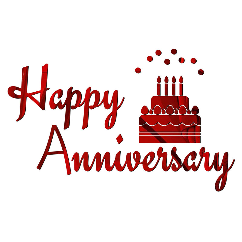 Sticker Hub Happy Anniversary Acrylic Mirror Wall Stickers (Red) MR129