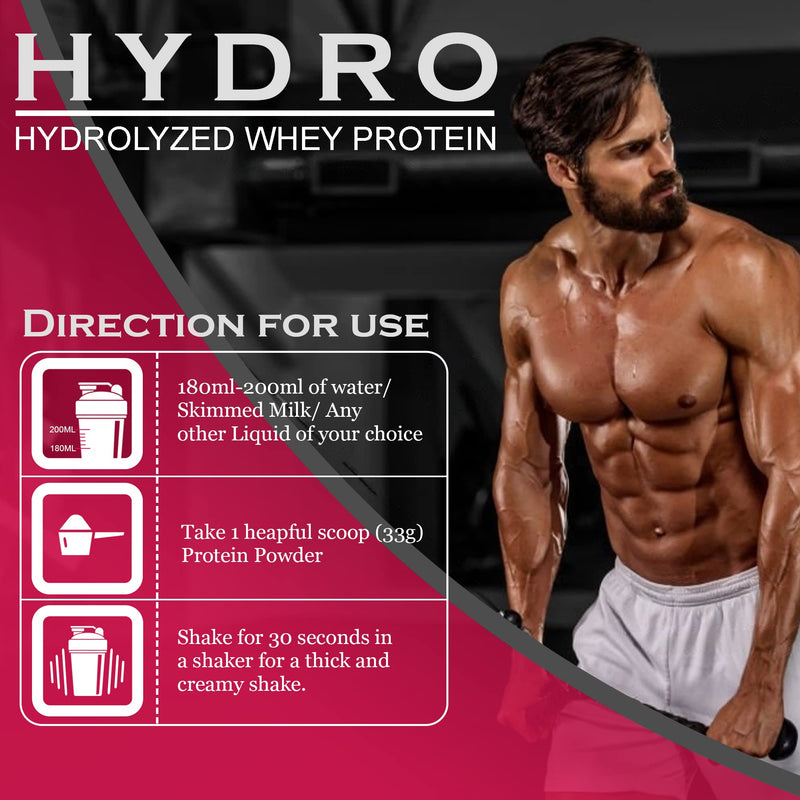 NAKPRO HYDRO Whey Protein Hydrolyzed | 24.89g Protein, 5.45g BCAA | Easy Mixing, Low Carbs, Easy Digesting Whey Protein Supplement Powder for Men, Women & Athletes | 1 Kg (Banana)