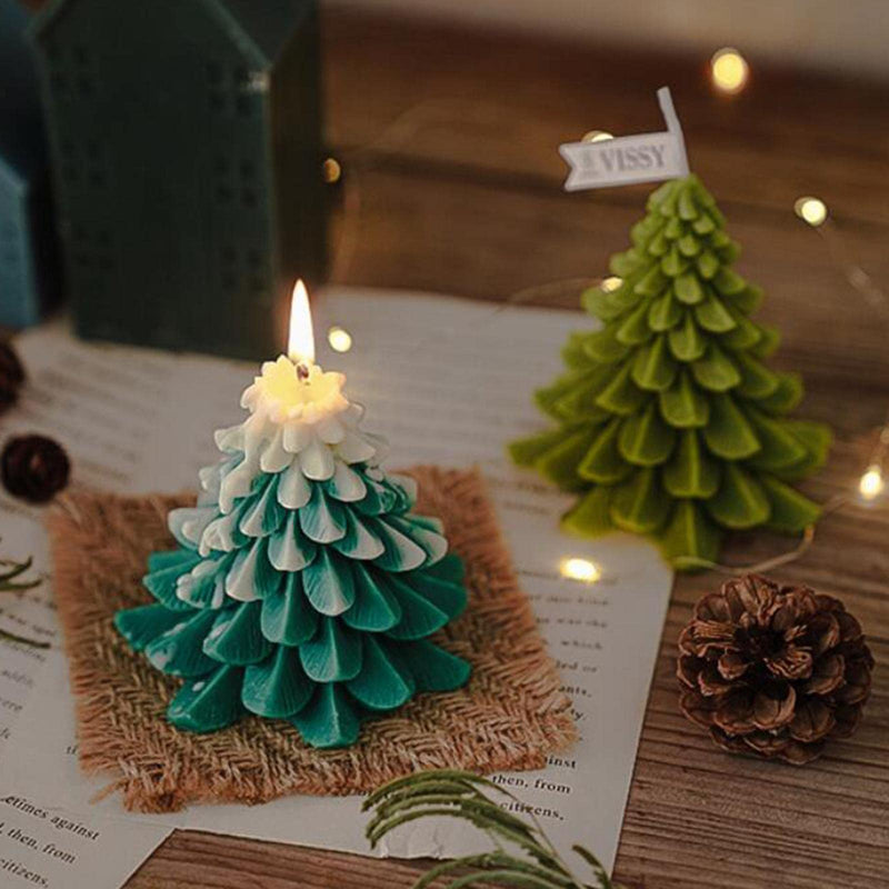 ATORSE® Christmas Tree Wax Scented Candle Creative Curve Home Decor Prop Olive Green