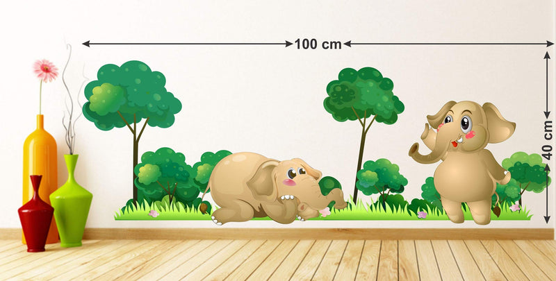 Tuffuk Elephants Large Vinyl Wallstickers for Home Decorations(100 cm x 40 cm)5TZ0163