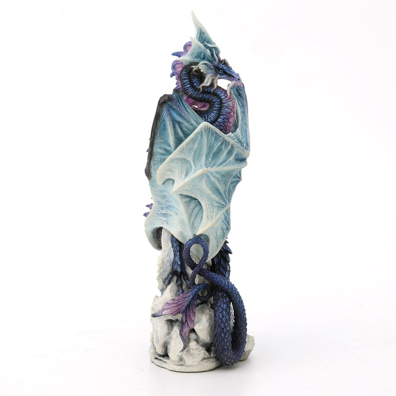 Veronese Resin Statues Andrew Bill Silent Watcher Hand Painted Indigo Dragon Statue 3 X 10.25 X 3.5 Inches Multicolored