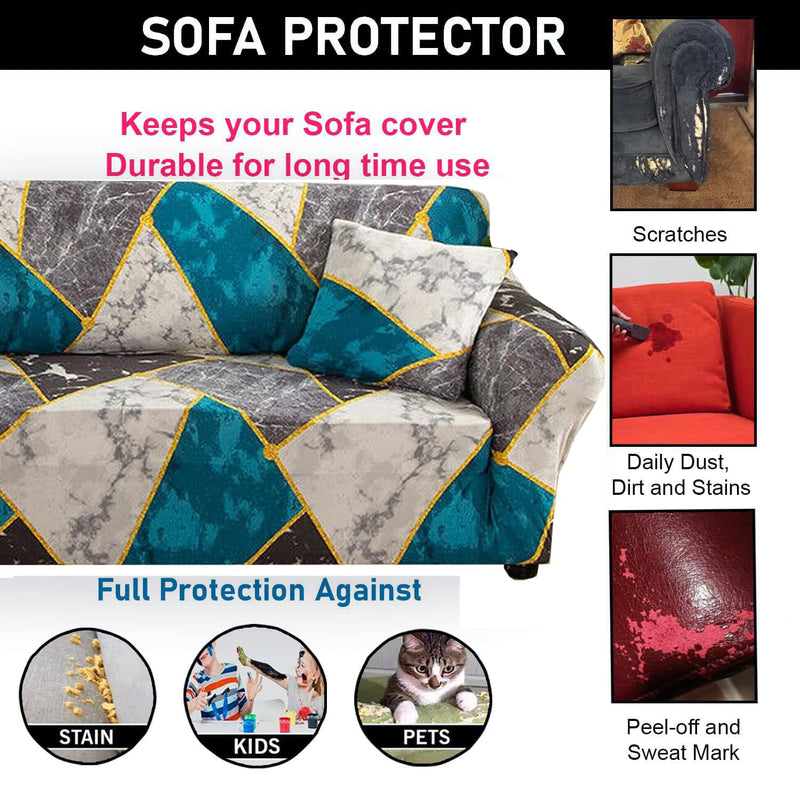 Gifts Island® Sofa Cover 3 Seater and 2 Seater Fully Covered Universal 5 Seater Sofa Cover Non-Slip Sticky Elastic Stretchable Sofa Set Slipcover Protector for (3+1+1 Seater), Colorful Marble