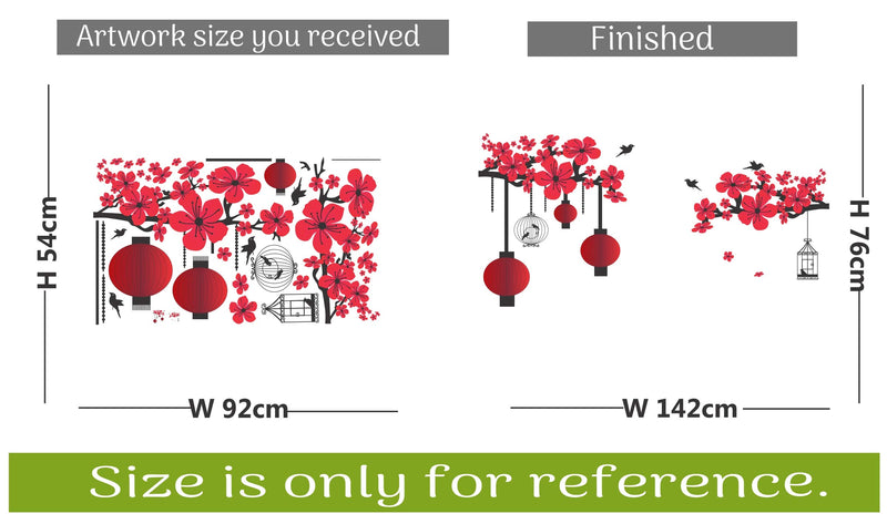 Sticker Hub Chinese Lamps in Double Sheet' Wall Sticker PVC Vinyl (PVC Vinyl, 76X142 cm)