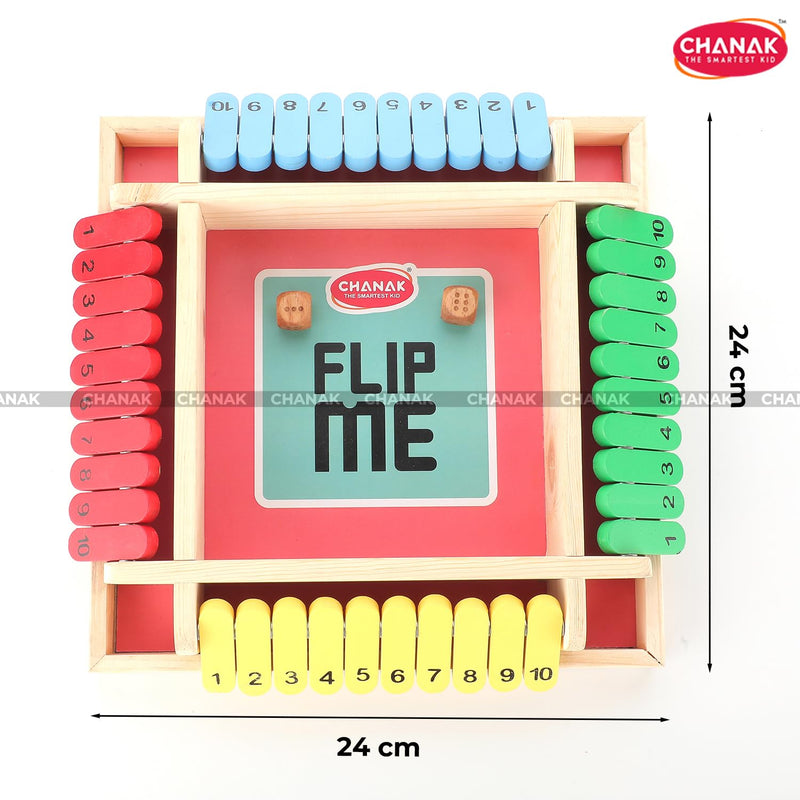 Chanak Shut The Box Dice Game, Classic Flip Me Multiplayer Game for Kids & Adults, Fun Wooden Tabletop Shut The Box Dice Game for Improving Math & Motor Skills for Kids Above 5 Years, BIS Approved.