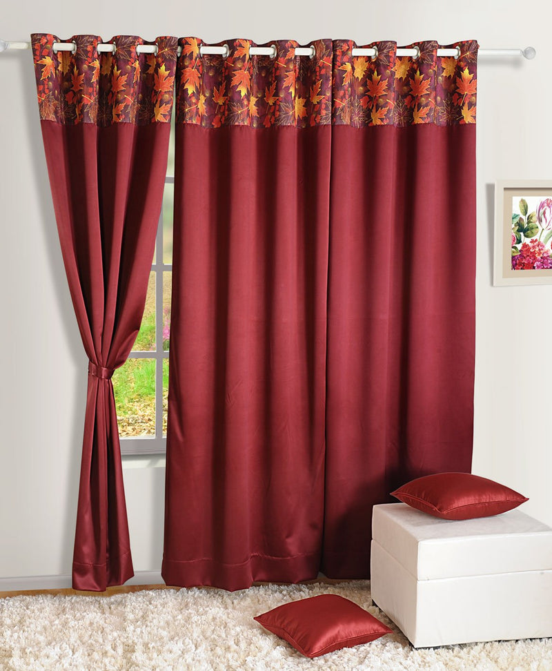 Swayam Maroon 1 Pc Door Curtain 9 Ft for Home Decor, Comes with 8 Eyelet Rings