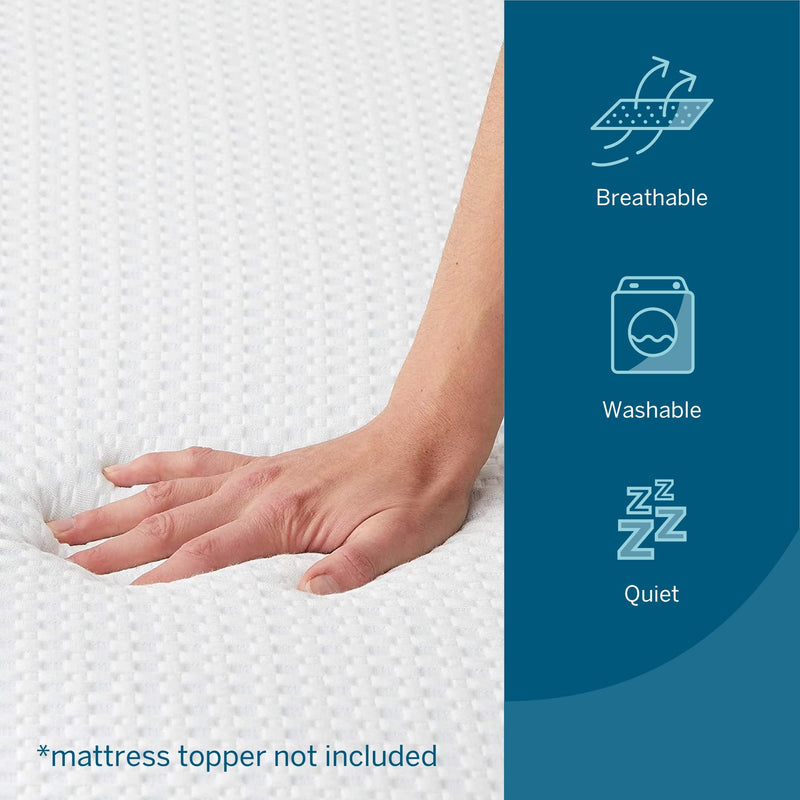 LUCID Soft and Breathable Machine Washable-Zippered Enclosure-Removeable Non-Slip Mattress Topper Cover, Full XL, 2 Inch