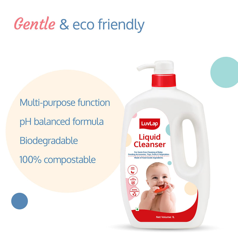 Luv Lap Liquid Cleanser 1000ml for Feeding Bottles, Baby Accessories & Vegetables - 18180