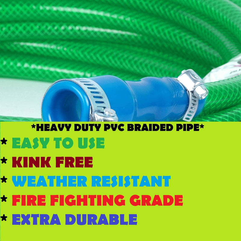 EPISKEY® Pipe And Sprinkler Set Automatic Garden Sprinkler 360 ° Rotating Adjustable Water Sprinkler Set With heavy Duty Braided 15 Meter hose Pipe,jointer, and 2 pcs leakProof Clamps for Plant Irrigation and Kids Playing