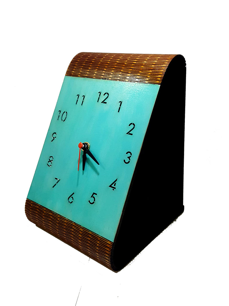 Shilpacharya Handicrafts Handmade MDF Wooden Table Top Band Clock for Home Decorations and Gifting