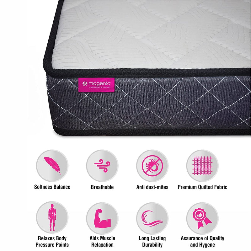 Magenta Eternity 5 Inch High Resilience Foam Dual Comfort Mattress, King Size Medium Firm Mattress with Superior Comfort Body Support Foams Mattress -(White, 72 X 72 X 5 Inch)