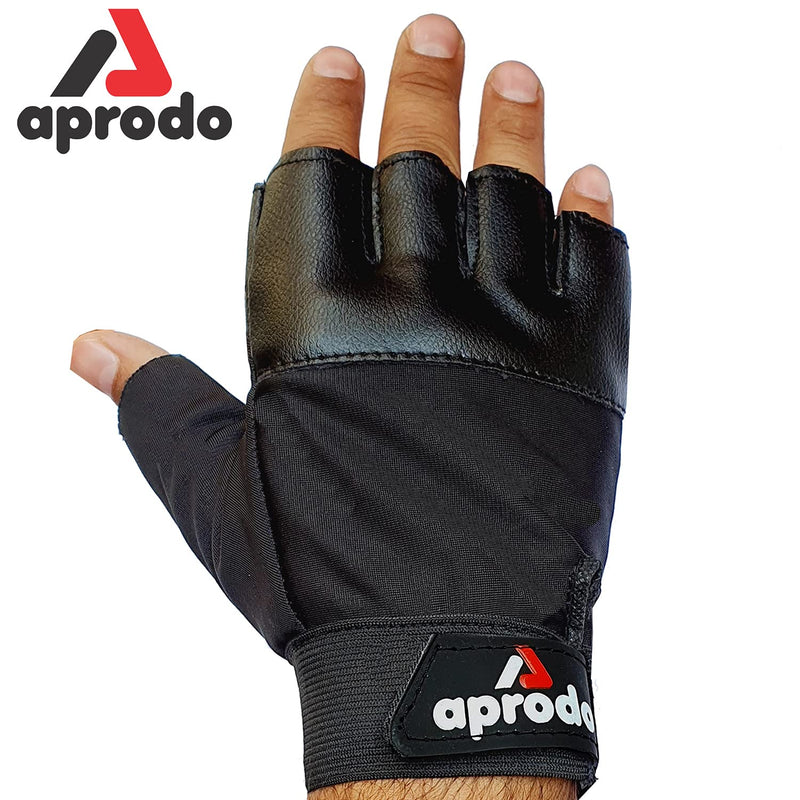 Aprodo Beginner Weight Lifting Gym Gloves, Free Size (Black)