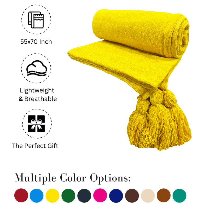 Fashion Throw Sofa Throw, Throws for Sofa and Couch, Sofa Throws for 3 Seater (Size : 70X55 inch) (Yellow)