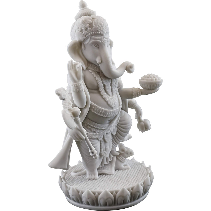 Top Collection 7.5" H 4.75" Standing Ganesh Statue in White Marble Finish - Hindu Lord of Success Sculpture