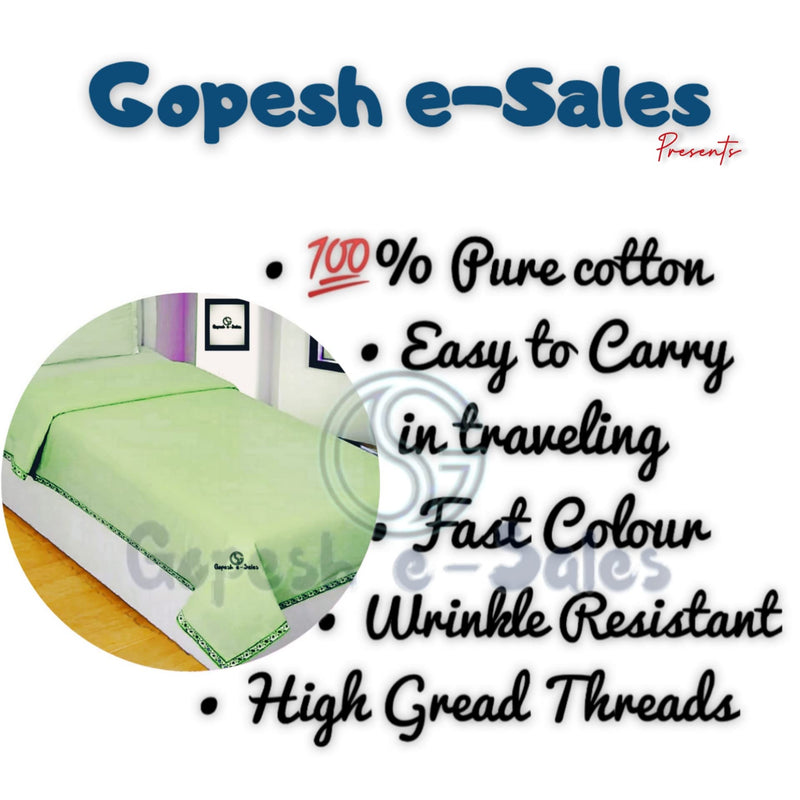 Gopesh e-Sales® Topsheets for Sleeping Pure Cotton Soft Light Weight All Season Single Bed Top Sheet, Summer Quilt, Cotton Dohar, Chadar Pack of 1 (Green)