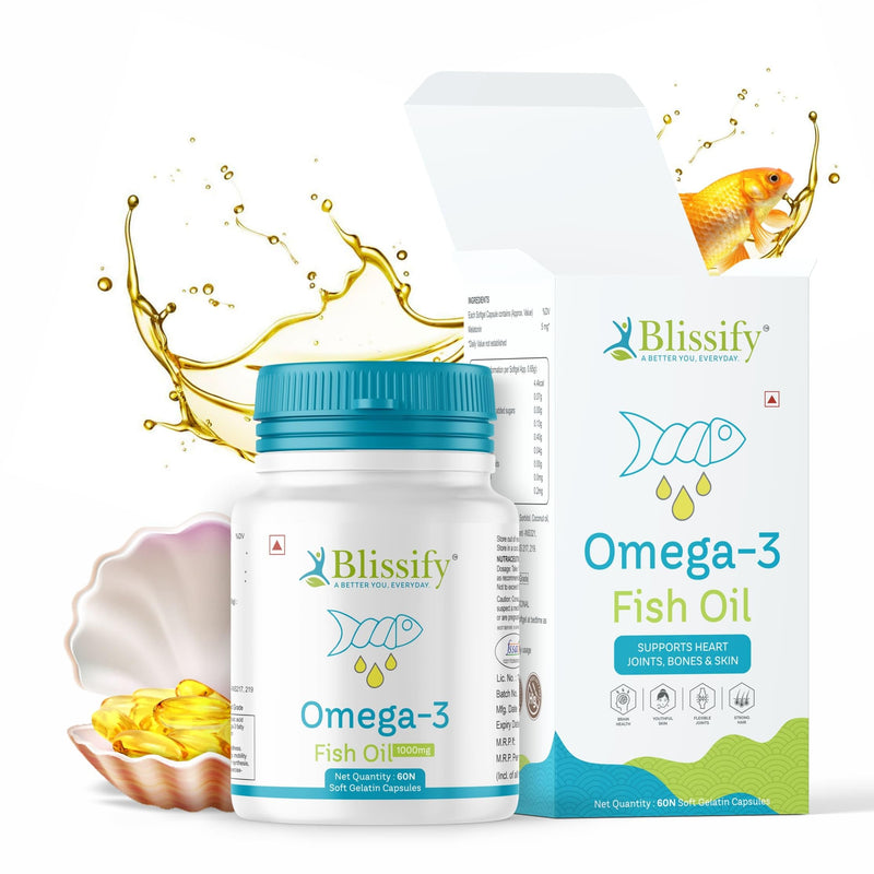 BLISSIFY Omega-3 1000mg with Fish oil - EPA + DHA (Guarantee Results) Must Try Ones. (Fish Oil-30 Capsules)