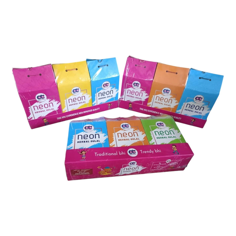 Gurjas Fancy Kitchen Neon Gulal for Holi | Holi Gulal Vibrant Colours, Skin-Friendly, Herbal Colours for Holi Festive Fun(Pack of 3)-(Multicolour)