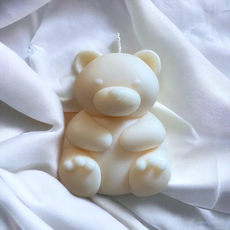 THE UMBRELLA STORE Big Teddy Candle, Teddy Bear with Bow tie Candle, Teddy Candle Made with 100% Organic Soy Wax, Unscented (White)