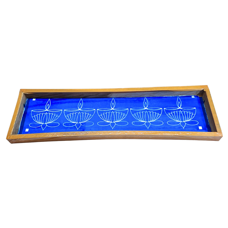 Anciently Lotus Agal Diya Border Rangoli Stencil Wooden, Rangoli Sacha Wooden, 1 Piece (17x5 Inches)