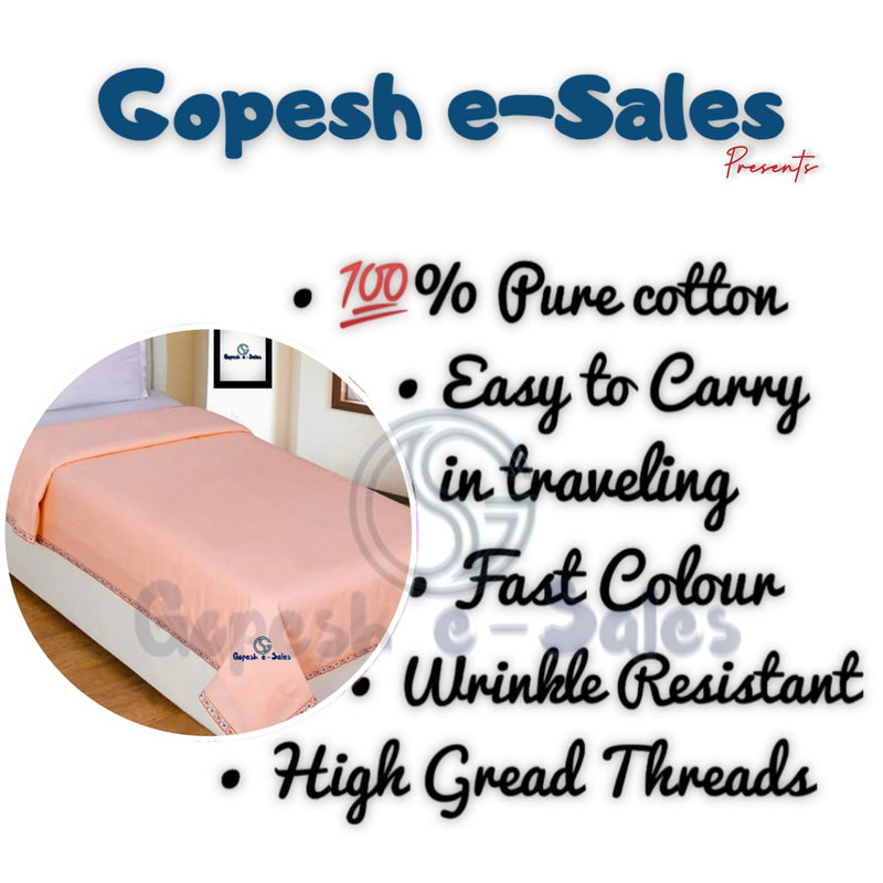 Gopesh e-Sales® Dohar Single Bed Cotton, Cotton Blankets for Summer, AC Dohar Reversible, Light Weight Cotton Chader/Khes (Pack of 1) Peach