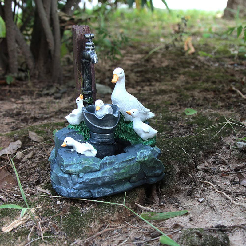 Solar Powered Mini Family Duckl Decorative Water Fountain Quiet and Soothing Water Sound