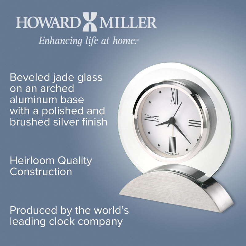 Howard Miller Brayden Alarm Table Clock 645-811 - Modern Glass with Quartz, Alarm Movement