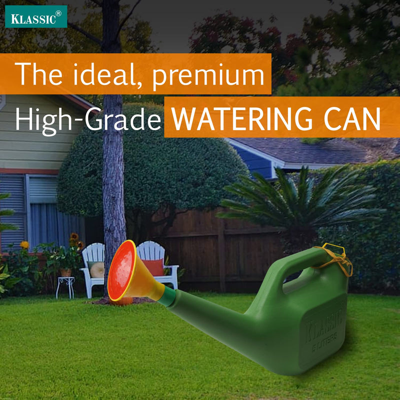 Klassic Watering Can (5L) | Plastic Green Water Can With Sprayer for Plants/Garden | Indoor Outdoor Watering Shower Can | Sprinkler for Plants | Watering Hand Bottles for Garden | Water Spray Can