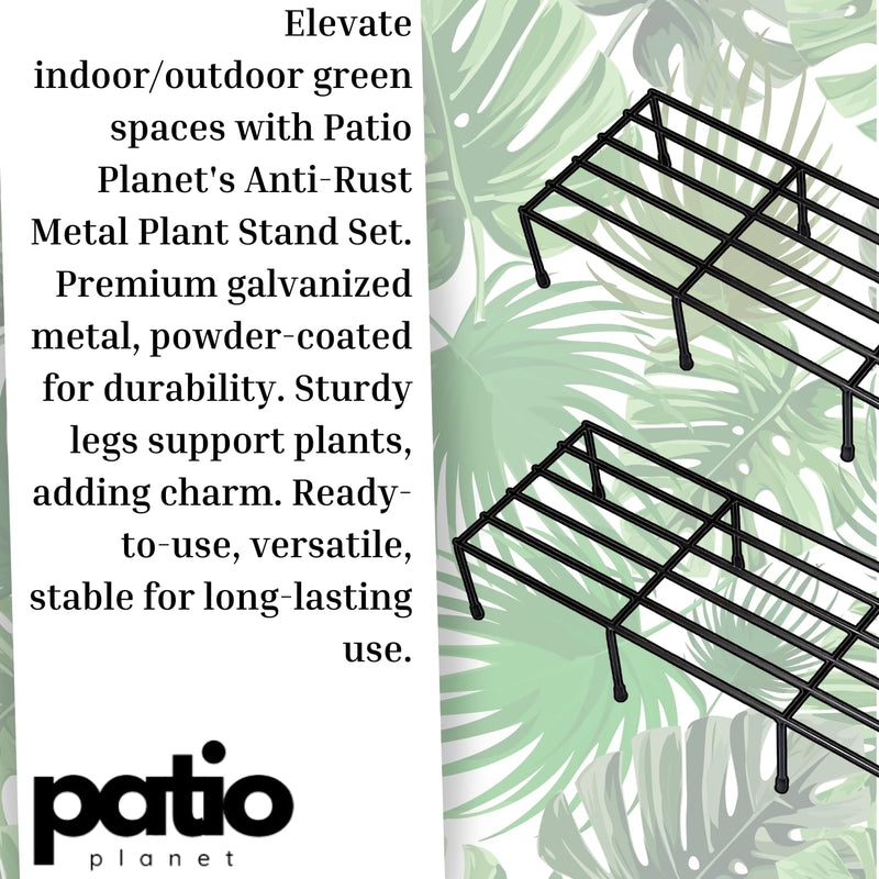 Patio Planet Anti Rust Metal Plant Stand for balcony (Set of 4 Black) | Planter stand for living room - 24 inches | Pot stand for outdoor & Indoor plants