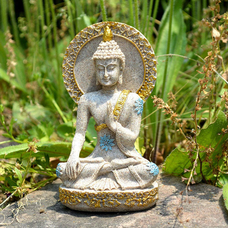 Acxico Thai Buddha Statue Resin Sandstone Yoga Meditation Zen Sculpture Sculpture Home Decoration Feng Shui Decoration