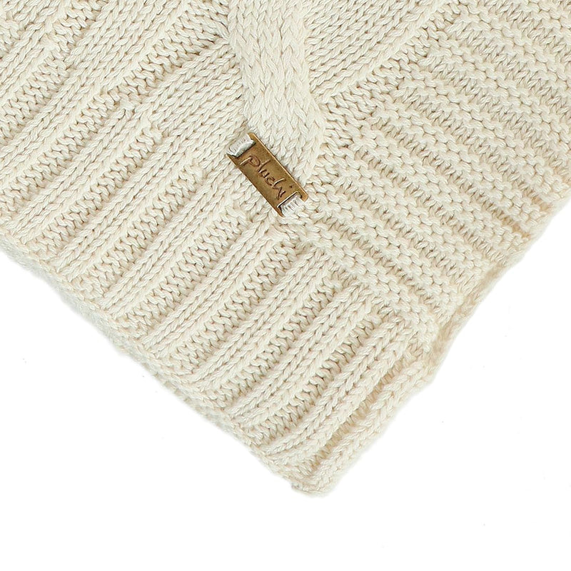 Pluchi Vintage Knit Cotton Knitted All Season AC Throw Blanket (Natural) (125cm X 150cm)