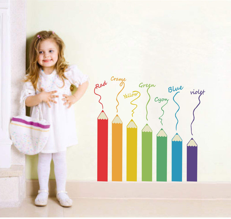 Sticker Hub Colour Pencil Design Wall Stickers for Kids Room BS283F