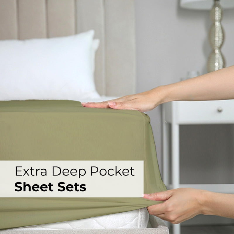 Extra Deep Pocket Sheets - 4 Piece Sheet Set - Cal King Size Sheets Deep Pocket - Extra Deep Bed Sheets - Deep California King Fitted Sheet Set - Super and Ultra Deep Sheets - for Extra Deep Mattress