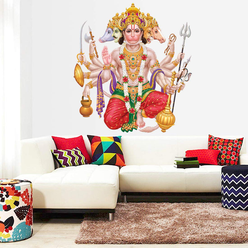 Rangoli Panchmukhi Modern Art Wall Sticker Multicolor White Vinyl Wall Sticker 50 or 70 cm Pack of 1 Sticker