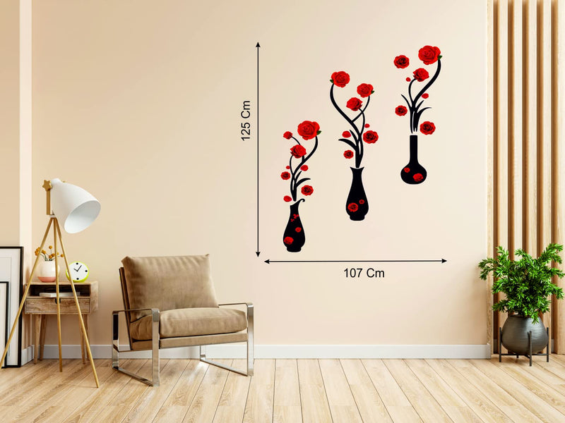 Techgifti Flower Pots Wall Sticker Standard Size- (Flower Pot_04)