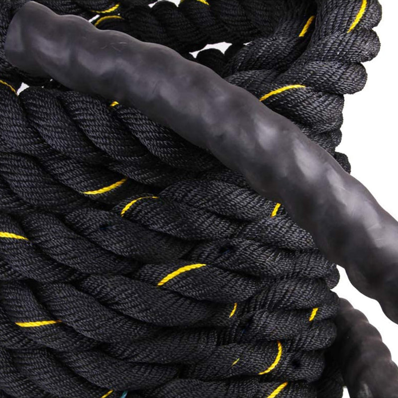 Fit Fusion Polyester Flexible Black Yellow Diameter 1.5-Inch Heavy Battle Rope for Gym and Home Workouts(50 Feet)