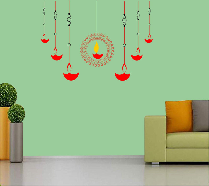 Sticker Hub AS202 Vinyl Decorative Diyas Wall Sticker (80 cm X 111 cm, Red)