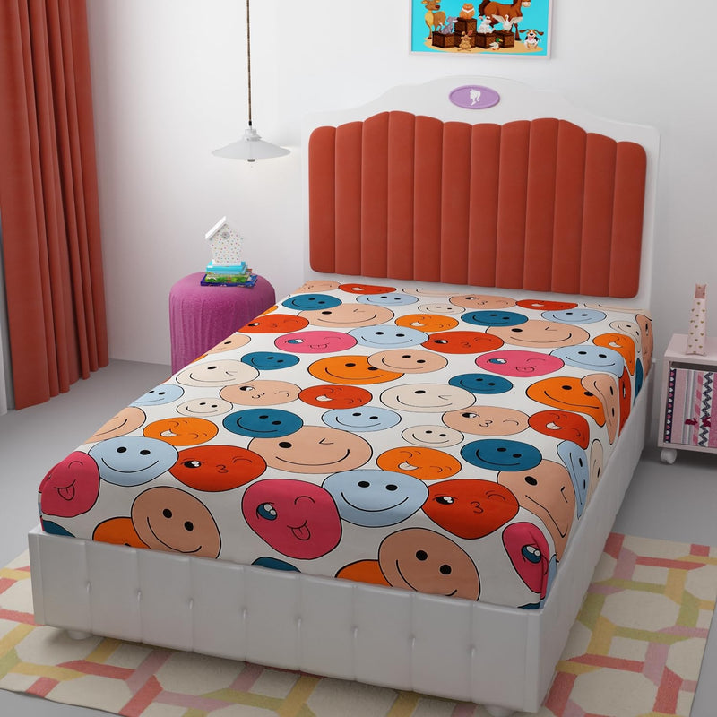 Novak Decors 200 TC 100% Polycotton Cartoon Printed Supersoft Bedsheet for Kids Room Flat Single Bed Without Pillow Covers Soft/Breathable Wrinkel Free -60X90 Inches -Multi-Kids