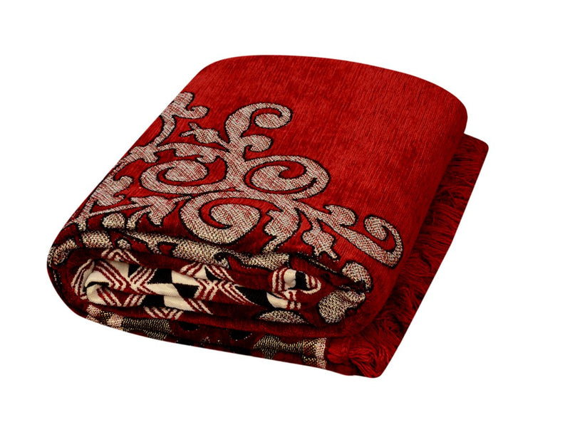 DAILZ Ethnic Velvet Touch Abstract Chenille Carpet - 55"x80", Maroon