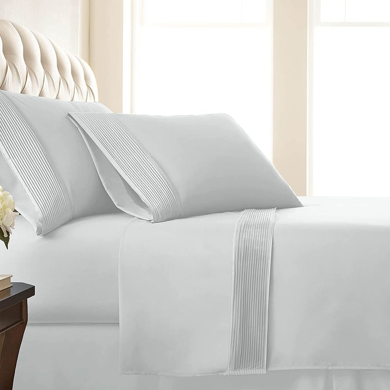 King, Bright White : Southshore Fine Linens® - 4 Piece - Extra Deep Pocket Pleated Sheet Set, King, Bright White