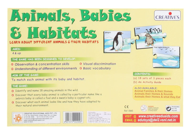 Creative Educational Aids P. Ltd. 0945 Animal Babies & Habitats|Multicolor