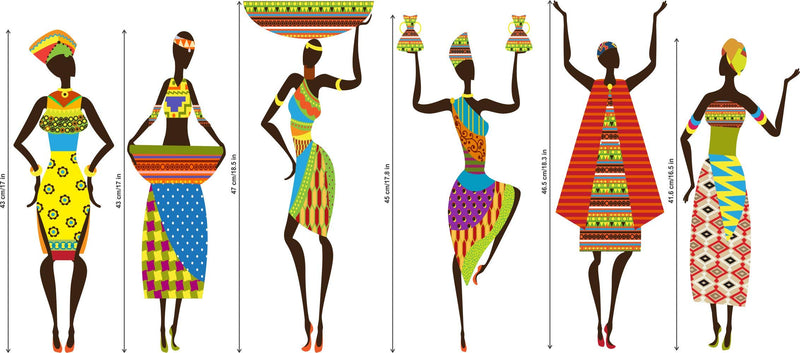 Studio Curate Vinyl African Tribal Women Wall Self-Adhesive Sticker (0.03 X 23.62 X 35.43 Inches, Multicolour)