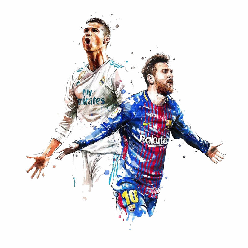 Sticker Yard Ronaldo with Messi Vinyl Wall Sticker for Living Room/Bedroom/Office and All Decorative Wall Stickers Size 55X55CM