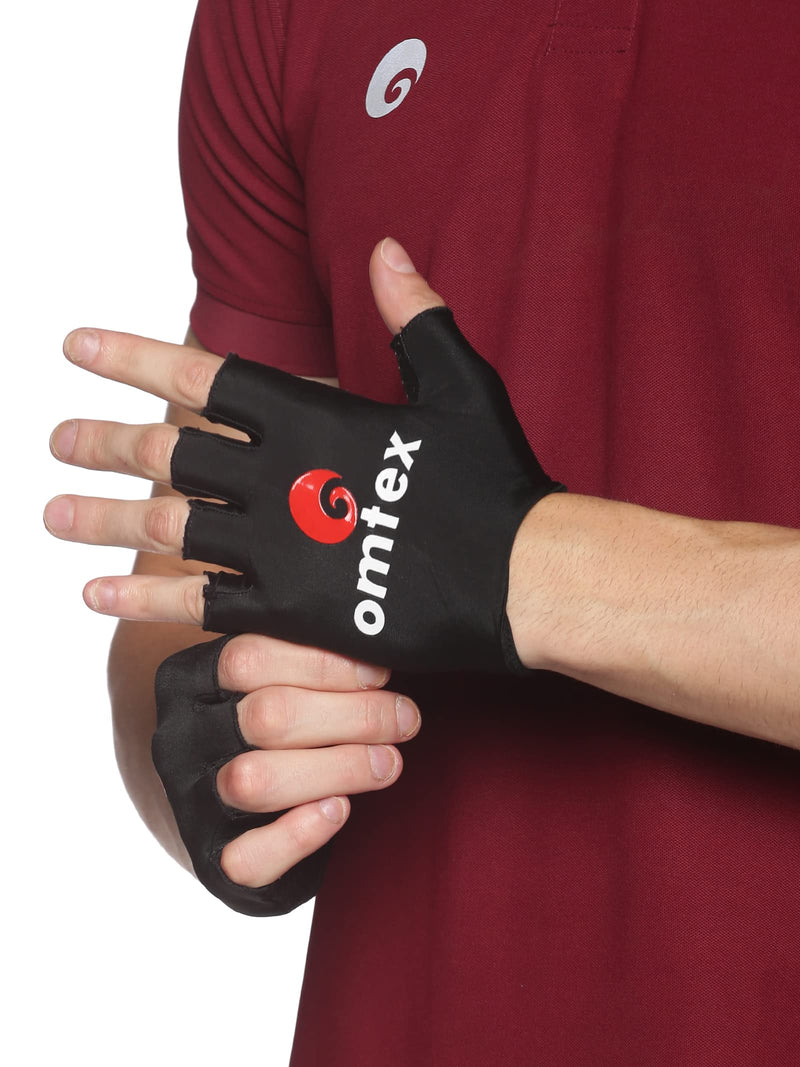 omtex Cricket Cotton Finger Cut Catching Fielding Batting Gloves Sweat Absorbent to Enhance Grip and Durability (Small, Black)