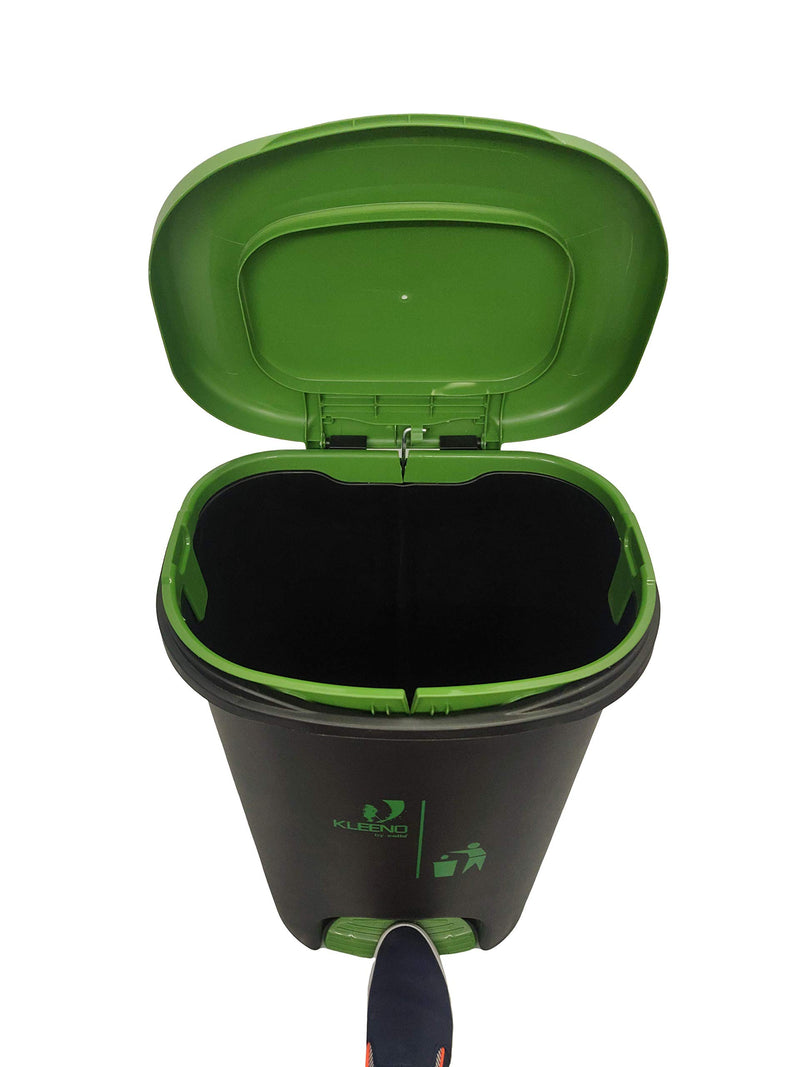 Cello Plastic Pedal Step-On Garbage Dustbin 50 Ltr, Black-Green