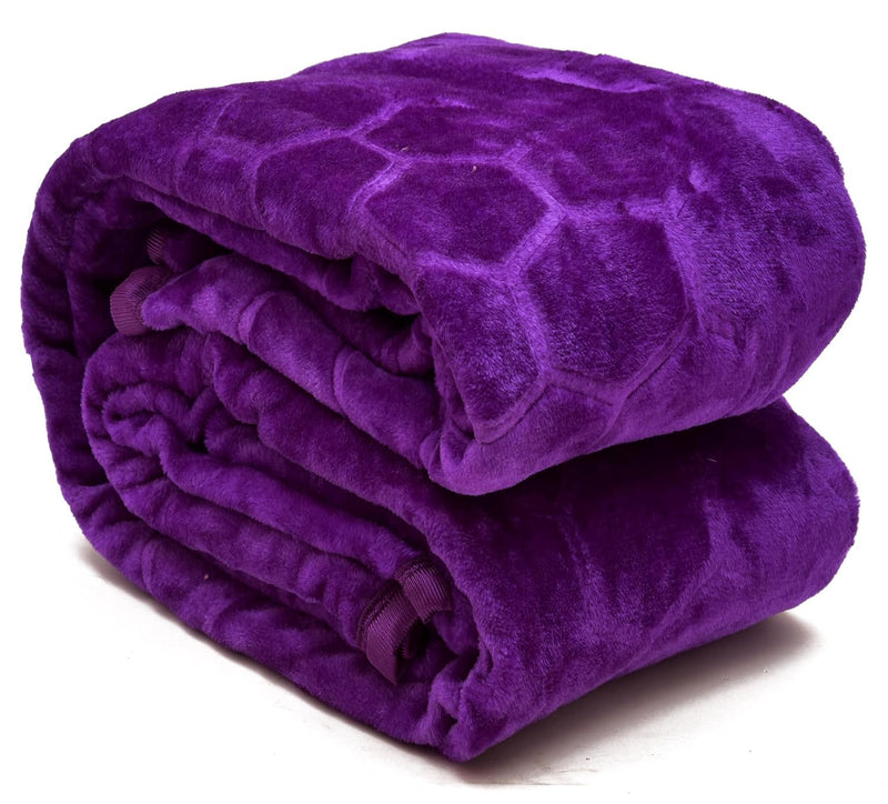 Mehlawat 500 TC Floral Embossed Mink Blanket for Single Bed Blanket, Ultrasoft Lightweight Solid Ac Blanket for Winter, Mild Winter (Purple, Single - 85x56 Inch)