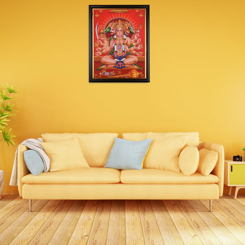 INSPIRING BRUSH Panchmukhi Hanuman Photo Frame, Vastu Painting (14 Inch x 11 Inch)