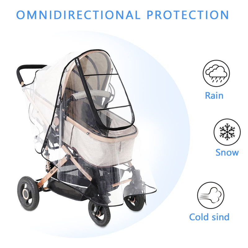 SNOWIE SOFT® Baby Stroller Rain Cover Universal Waterproof Windproof Rainproof Stroller Cover for Winter with Open Window, Baby Stroller Cover Protect from Sun Dust Snow, EVA Stroller Accessories