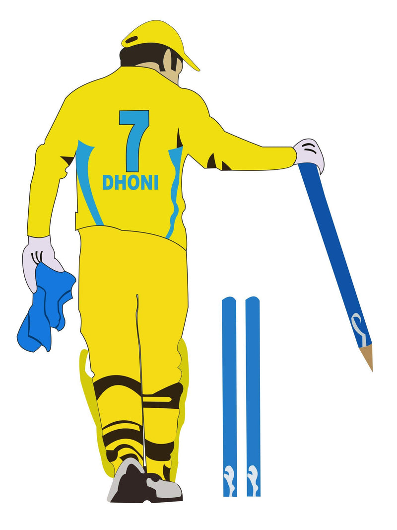 Sticker Hub DHONI Cricket Wall Sticker for Living Room/Bedroom/Office and All Decorative Stickers 91cm x 60cm AS379