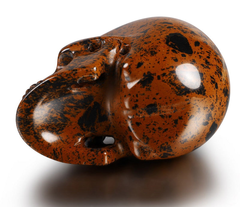 Skullis 2.0-3.0" Mahogany Obsidian Crystal Skull. Hand Carved Gemstone Fine Art Sculpture, Reiki Healing Stone Statue.