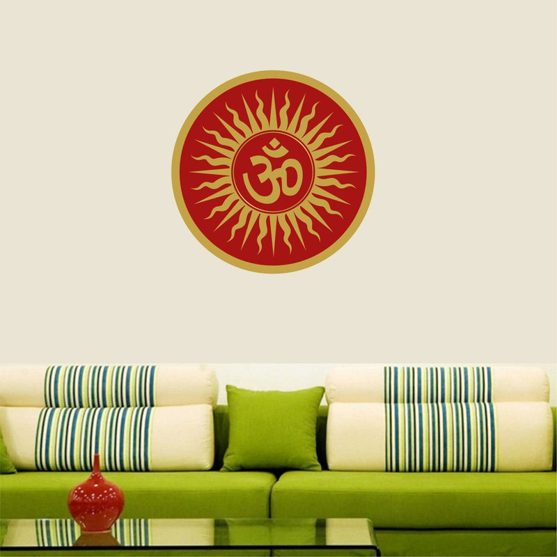 Asmi Collections Self Adhesive Vinyl Printed Beautiful Golden Om Wall Sticker