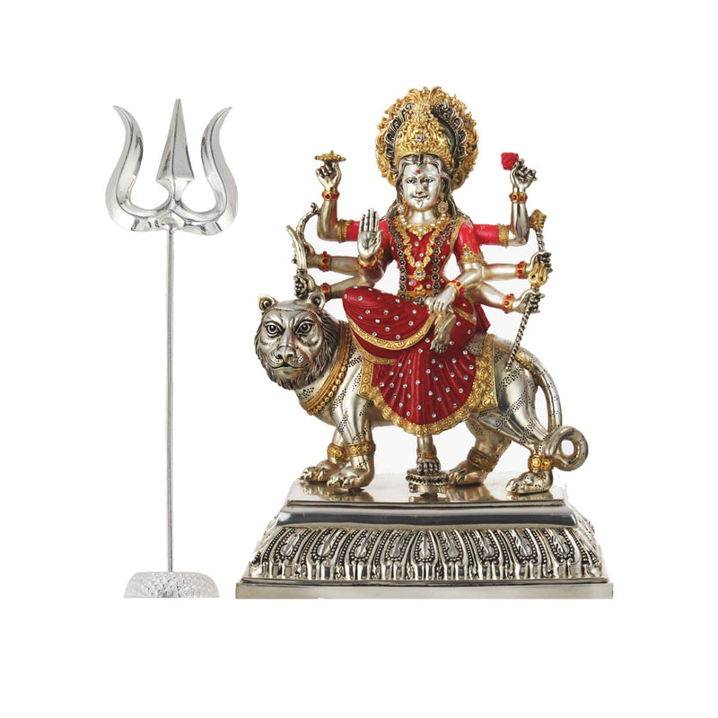 Vrindam Jewellers 925 Sterling Silver Trishul For Pooja |mandir |Mahadev and Maa Durga Astre || 1 Piece|Glossy Finish |Weight Approx. 5.500 GM|BIG SIZE